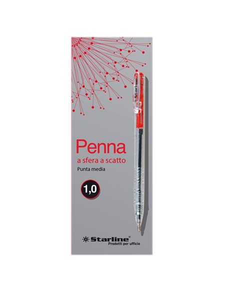 SCATOLA 20 PENNE SFERA SCATTO ROSSO 1.0mm STARLINE 5605