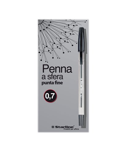 SCATOLA 50 PENNA SFERA NERO P. FINE 0.7MM STARLINE STL1105.