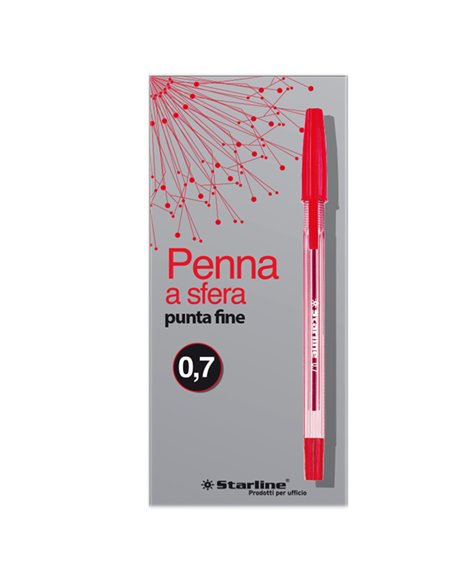SCATOLA 50 PENNA SFERA ROSSO P.FINE 0.7MM STARLINE STL1106.