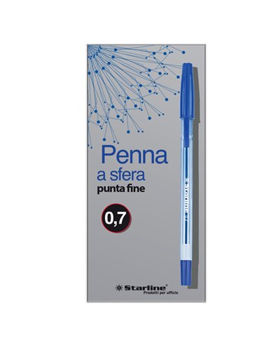 SCATOLA 50 PENNA SFERA BLU P. FINE 0.7MM STARLINE STL1107.