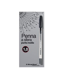 SCATOLA 50 PENNA SFERA NERO P.MEDIA 1.0MM STARLINE STL1108. STARLINE CON CAPPUCCIO