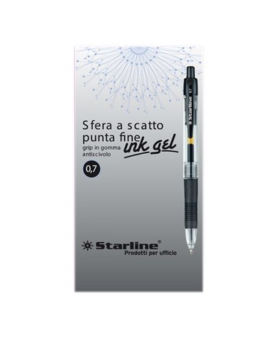PENNA SFERA SCATTO INK GEL NERO 0.7MM Fine STARLINE STL1208.