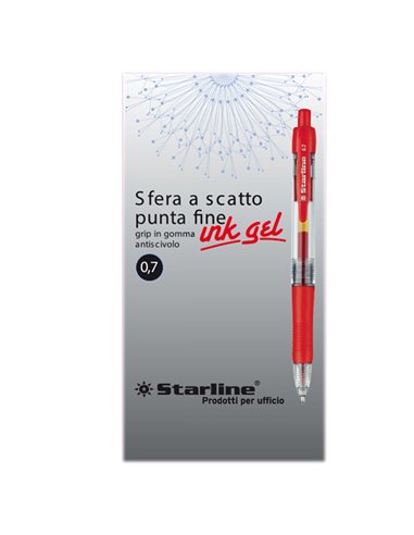 PENNA SFERA SCATTO INK GEL ROSSO 0.7MM Fine STARLINE STL1210.
