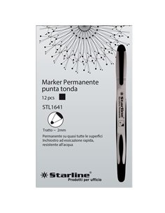 Marcatore permanente punta tonda 2mm nero Starline STL1641.