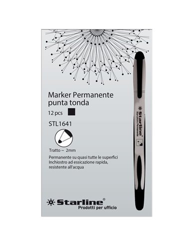 Marcatore permanente punta tonda 2mm nero Starline STL1641.