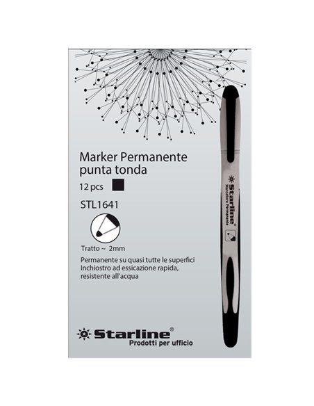 Marcatore permanente punta tonda 2mm nero Starline STL1641.