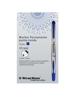 Marcatore permanente punta tonda 2mm blu Starline STL1642.