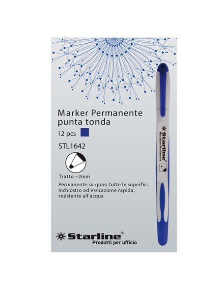 Marcatore permanente punta tonda 2mm blu Starline STL1642.