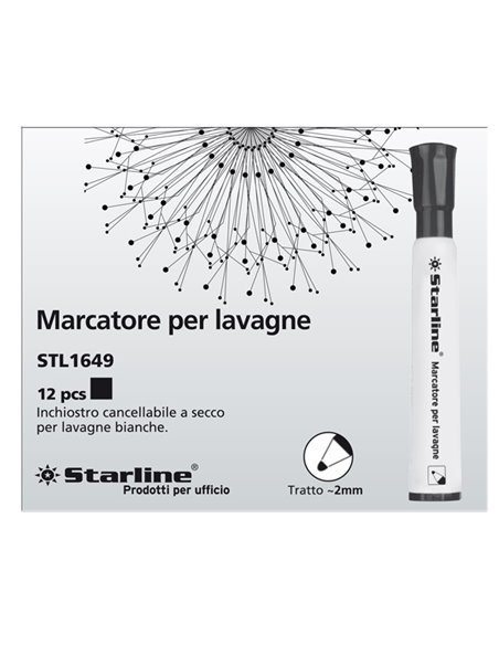 Marcatore per lavagne punta tonda 2mm nero Starline STL1649. STARLINE PER LAVAGNE CANCELLABILI