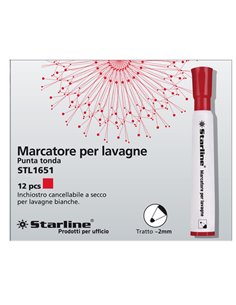 Marcatore per lavagne punta tonda 2mm rosso Starline STL1651.