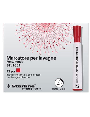 Marcatore per lavagne punta tonda 2mm rosso Starline STL1651.