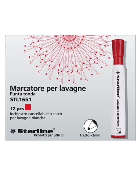 Marcatore per lavagne punta tonda 2mm rosso Starline STL1651.