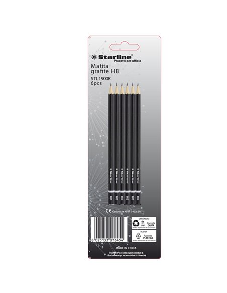 BLISTER 6 MATITE GRAFITE HB STARLINE STL1900B.