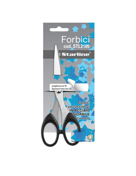 Forbici 16cm lama in acciaio impugnatura nera Starline 4370