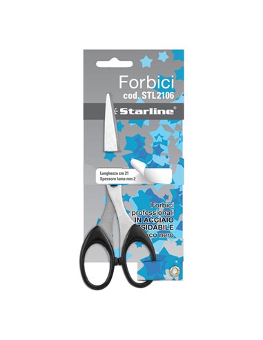 Forbici 21cm lama in acciaio impugnatura nera Starline 4368