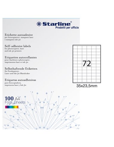 Etichetta adesiva bianca 100fg A4 35x23,5mm (72et/fg) STARLINE X210ODC526