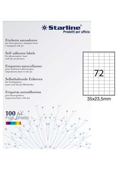 Etichetta adesiva bianca 100fg A4 35x23,5mm (72et/fg) STARLINE X210ODC526