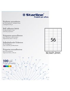 Etichetta adesiva bianca 100fg A4 52,5x21,2mm (56et/fg) STARLINE X210ODC555