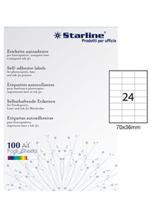 Etichetta adesiva bianca 100fg A4 70x36mm (24et/fg) STARLINE X210ODC500