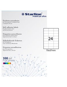 Etichetta adesiva bianca 100fg A4 70x37mm (24et/fg) STARLINE X210ODC510 STARLINE ETICHETTE CARTA COPY-LASER-INKJET