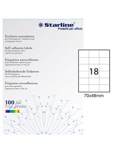 Etichetta adesiva bianca 100fg A4 70x48mm (18et/fg) STARLINE X210ODC517