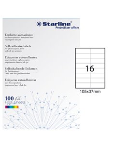 Etichetta adesiva bianca 100fg A4 105x37mm (16et/fg) STARLINE X210ODC511