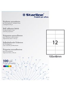 Etichetta adesiva bianca 100fg A4 105x48mm (12et/fg) STARLINE X210ODC504
