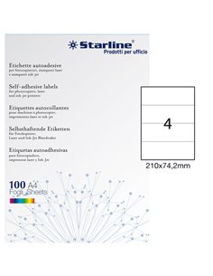 Etichetta adesiva bianca 100fg A4 210x74,2mm (4et/fg) STARLINE X210ODC564