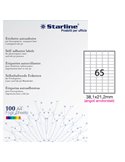 Etichetta adesiva bianca 100fg A4 38,1x21,2mm (65et/fg) angoli tondi STARLINE X210ODA400