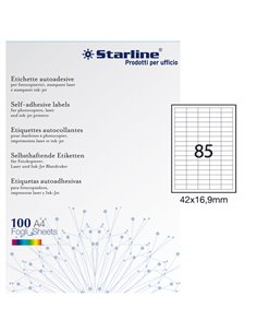 Etichetta adesiva bianca 100fg A4 42x16,9mm (85et/fg) STARLINE X210ODC538