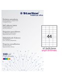 Etichetta adesiva bianca 100fg A4 47,5x25,5mm (44et/fg) angoli tondi STARLINE X210ODA406