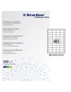 Etichetta adesiva bianca 100fg A4 48,5x25,4mm (40et/fg) STARLINE X210ODC553 STARLINE ETICHETTE CARTA COPY-LASER-INKJET