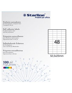 Etichetta adesiva bianca 100fg A4 52,5x25mm (48et/fg) STARLINE X210ODC556