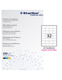 Etichetta adesiva bianca 100fg A4 47,5x35mm (32et/fg) angoli tondi STARLINE X210ODA407