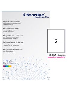 Etichetta adesiva bianca 100fg A4 199,6x143,5mm (2et/fg) angoli tondi STARLINE X210ODA470 STARLINE ETICHETTE CARTA COPY-LASER...