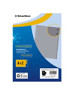 Divisori alfabetici (A-Z) in PP 20 tacche F.to A4 21x29,7cm grigio Starline 2000012C5-STL STARLINE DIVISORI-SEPARATORI CON TA...