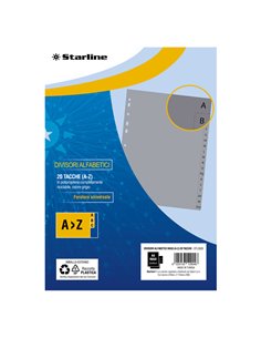 Divisori alfabetici (A-Z) in PP 20 tacche F.to A4 MAXI 24,5x30cm Grigio Starline 2000016C5-STL STARLINE DIVISORI-SEPARATORI C...