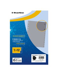 Divisori numerici (1-12) in PP 12 tacche F.to A4 21x29,7cm Grigio Starline 2000013C5-STL