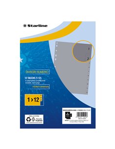 Divisori numerici (1-12) in PP 12 tacche F.to A4 MAXI 24,5x30cm Grigio Starline 2000017C5-STL