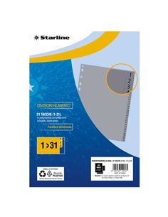 Divisori numerici (1-31) in PP 31 tacche F.to A4 MAXI 24,5x30cm Grigio Starline 2000018C5-STL