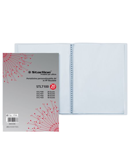 PORTALISTINI PERSONAL. 20 BUSTE IN PPL TRASPARENTE STARLINE XP20T STARLINE PORTALISTINI PERSONALIZZABILI