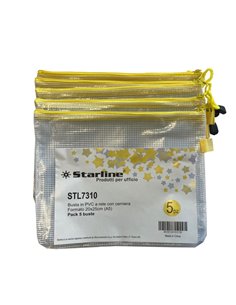 Busta in PVC a rete A5-20x25cm con cerniera gialla 3301 STL STARLINE BUSTE PER USI DIVERSI E DEDICATI