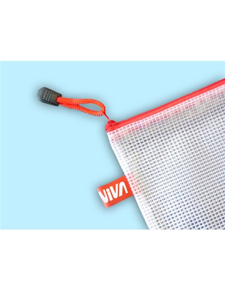 Busta in PVC a rete A4-27x36cm con cerniera blu 3300 STL
