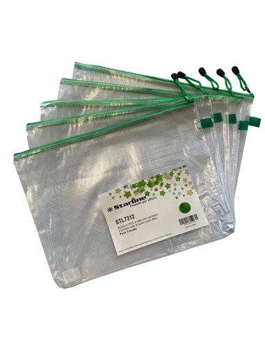 Busta in PVC a rete B4-31,2x41,2cm con cerniera verde 5073.STL7312