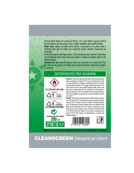 Detergente in schiuma Clean Screen 200ml per monitor e tastiere_Starline A01027 STARLINE SALVIETTE-KIT PER PULIZIA E ARIA