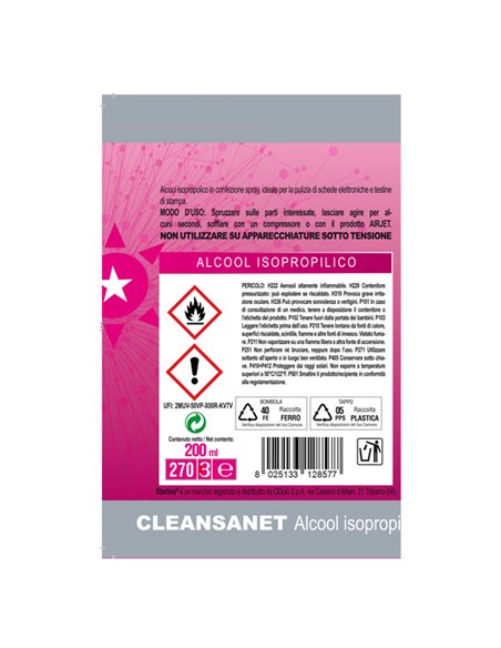 Alcool Isopropilico Clean Sanet 200ml_Starline A02187