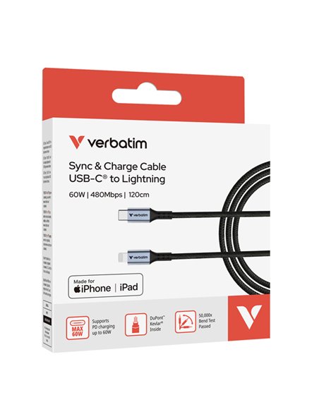 Verbatim Cavo di sincronizzazione e ricarica da USB-C a Lightning_120 cm 31844 VERBATIM ADATTATORI-CAVI-ORGANIZZACAVI
