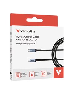 Verbatim Cavo di sincronizzazione e ricarica da USB-C a USB-C_60W 120 cm 31845 VERBATIM ADATTATORI-CAVI-ORGANIZZACAVI