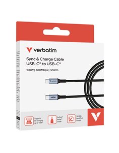 Verbatim Cavo di sincronizzazione e ricarica da USB-C to USB-C _100W_120 cm 31846 VERBATIM ADATTATORI-CAVI-ORGANIZZACAVI