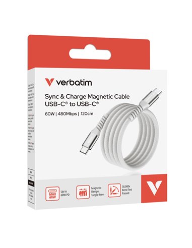 Verbatim Cavo Magnetico Sync  Charge USB-C to USB-C 60W  120 cm_Grigio 31850
